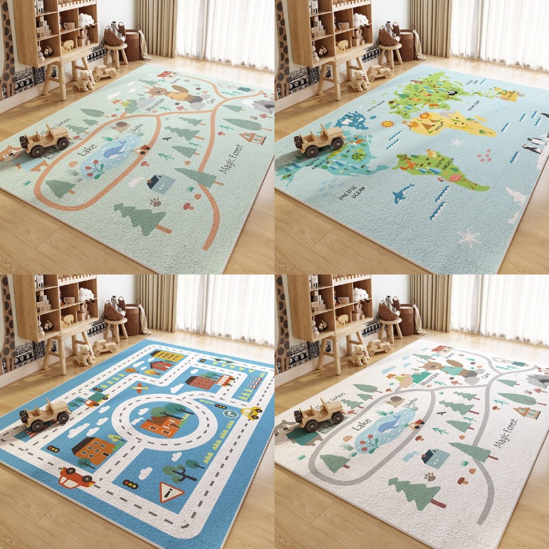 Home Textiles City - Kids Educational Rugs Collection World Map