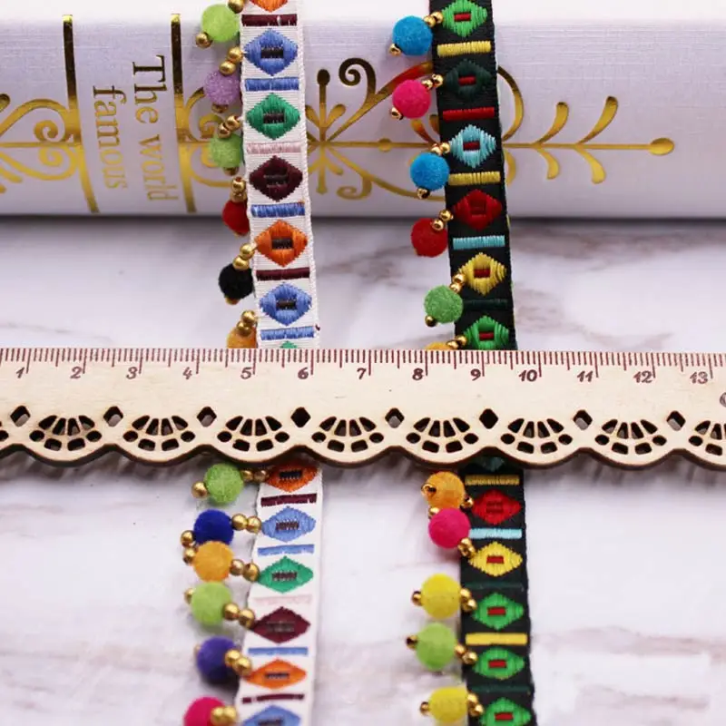 1yards/lot Pompom Fringe trim  - огляд і ціна Home Ec Textiles